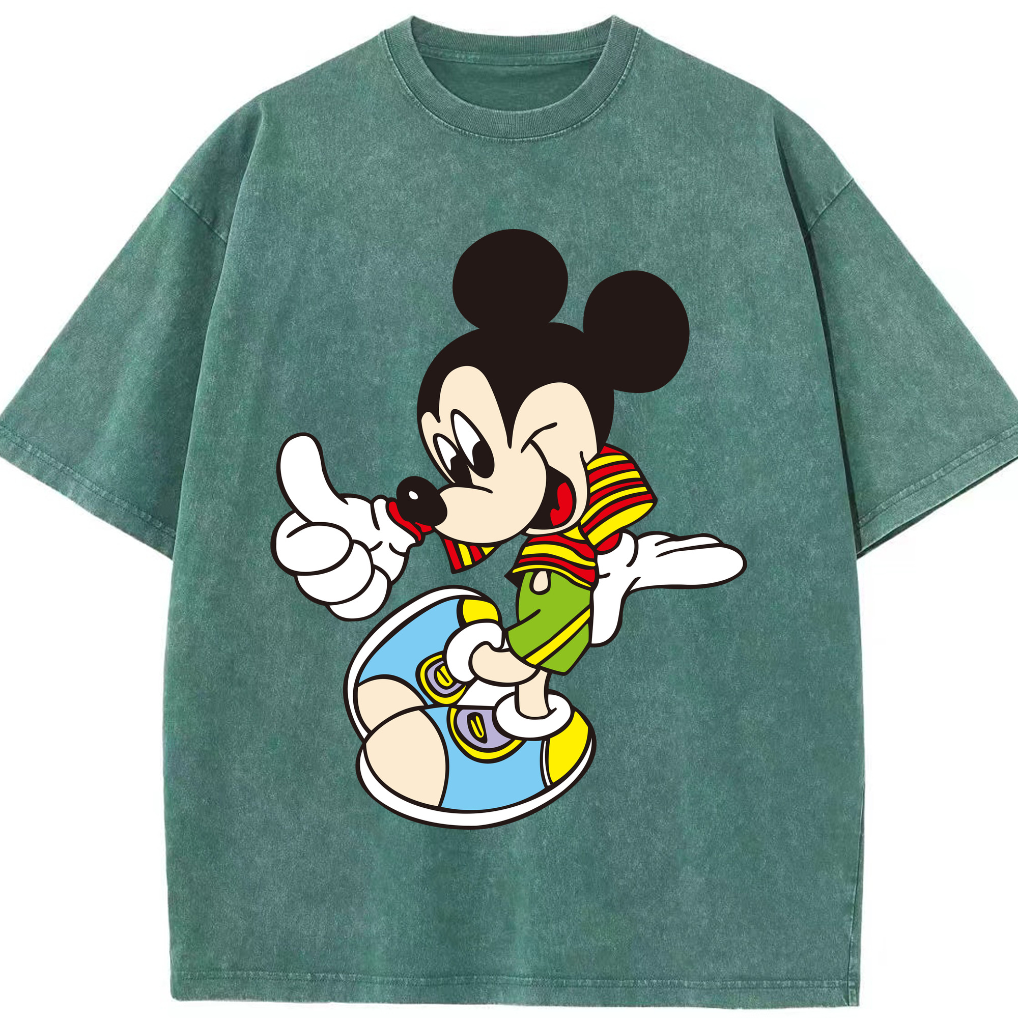 （画像用） ミッキーマウス Mickey Mouse 綿100% ヴィンテージ風 半袖Tシャツ（フロントプリント）